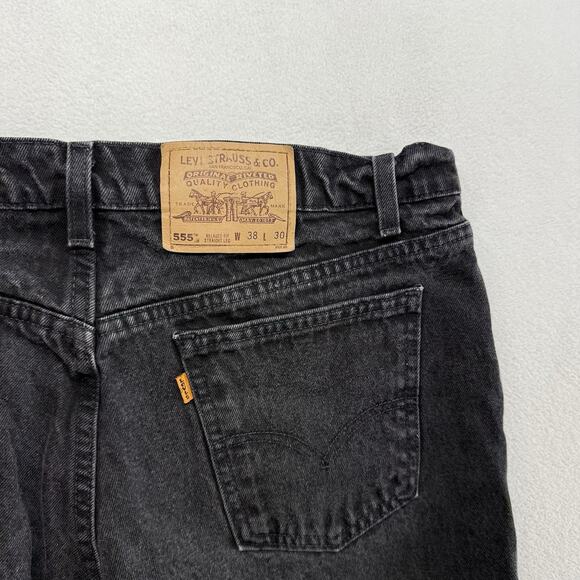 Vintage Levis Jeans Fits 36x30 Black Relaxed Straight 555 Loose Orange Tab USA - Picture 7 of 10